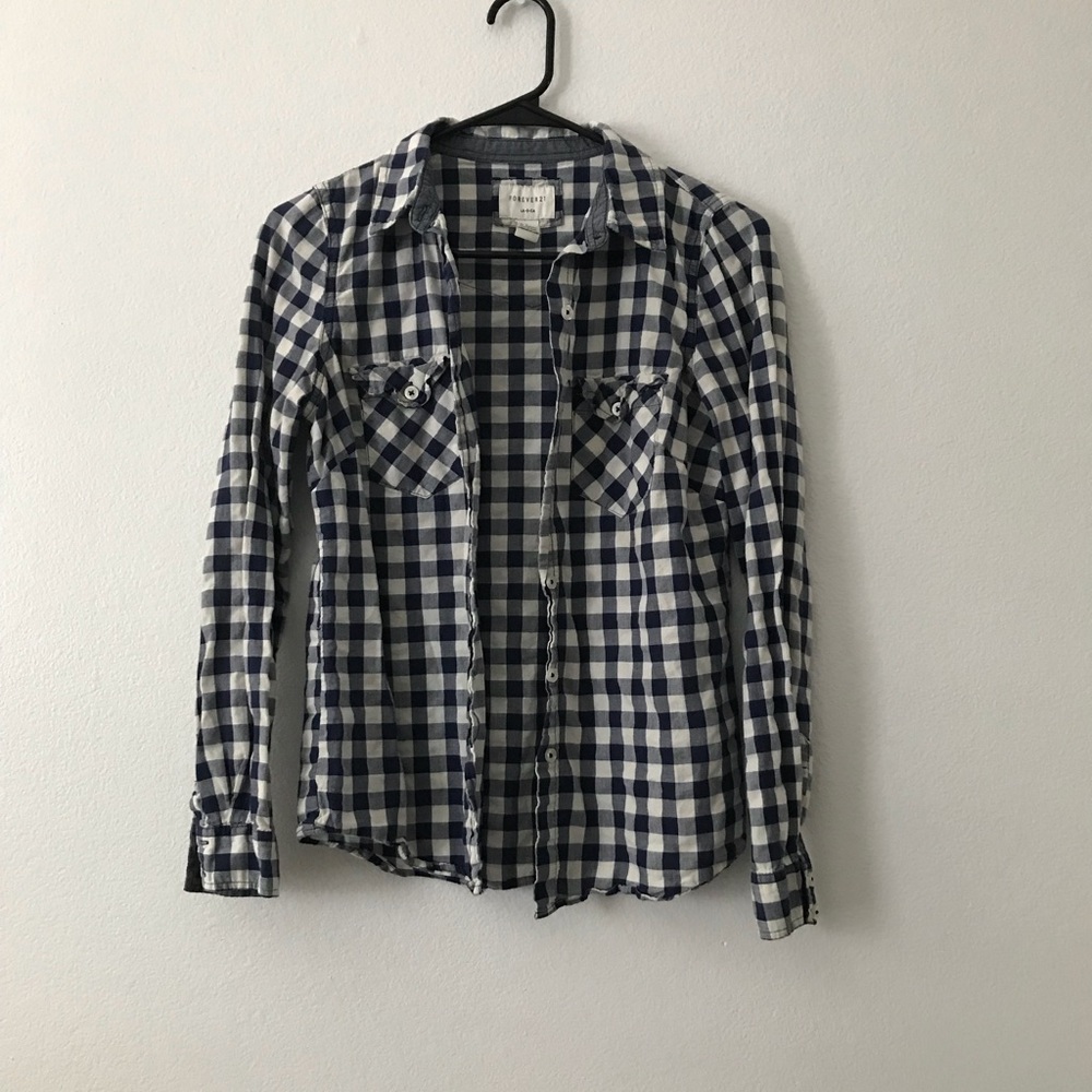 blue and white flannel